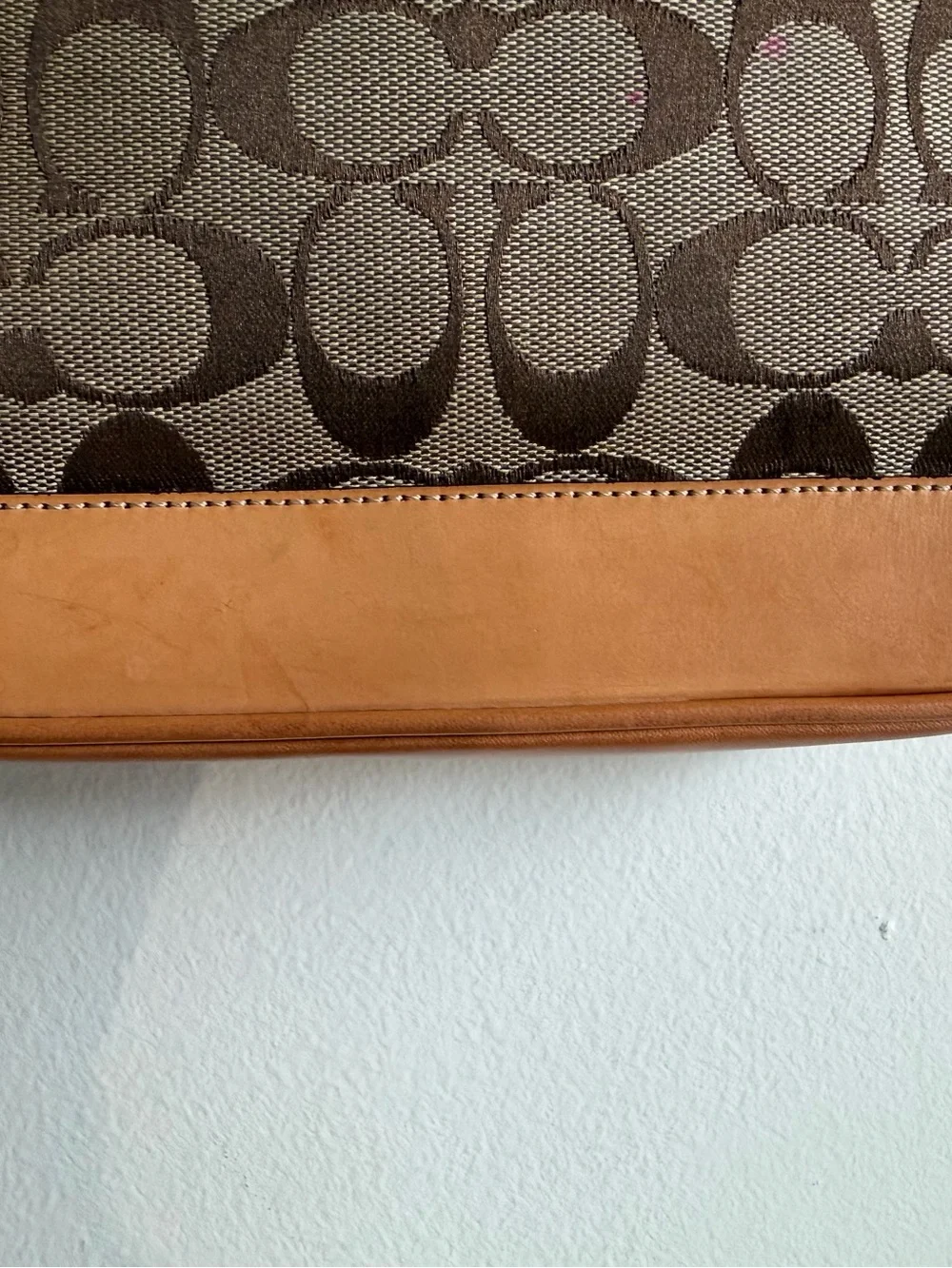Vintage Y2K 2004 Coach 6094 Signature Jacquard Demi Shoulder Bag Tan